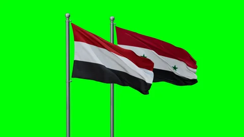 Syrian and Yemen two flags Stock Footage 295110068