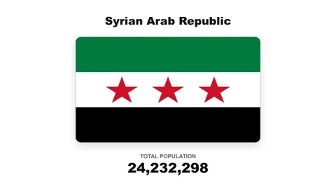 Syrian Arab Republic - Flag And Population Statistics - Digital Graphics Stock Footage 342630373