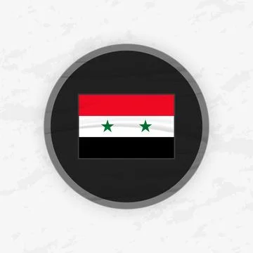 Syrian Flag in a Circular Emblem Design, Abstract Round Sticker Illustration. Illustrazione stock