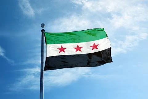 Syrian flag on the mast Stock Photos
