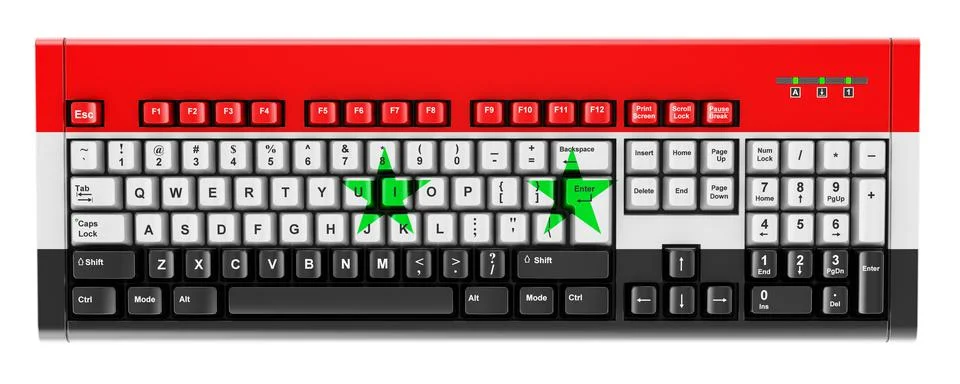Syrian flag painted on computer keyboard. 3D rendering Stock Illustration