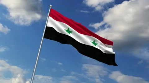 Syrian flag waving against time-lapse clouds background Stock Footage