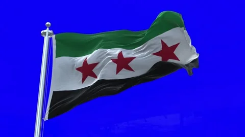 Syrian Flag Waving in Loopable and Textured green screen background Stock Footage 296876519