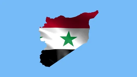 Syrian flag waving in wind and zoom to reveal animation Stock Footage 322922795