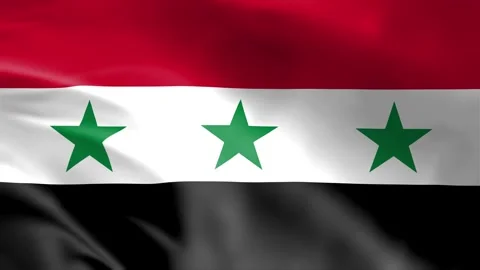 Syrian flag waving in wind animation isolated on black background Stock Footage 322922825