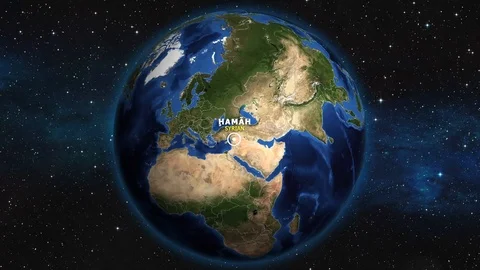SYRIAN HAMAH ZOOM IN FROM SPACE Stock Footage 115882055