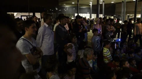 Syrian migrants protest in Hungary Stock Footage 54272817
