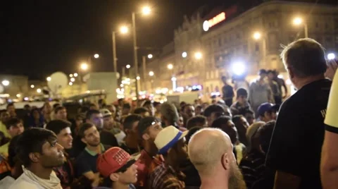  Syrian migrants protest in Hungary Stock Footage 54273222