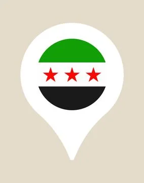 Syrian Opposition Flag Map Pin Icon Showing Location Pointer Marker for Mid.. Stock Illustration