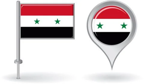 Syrian pin icon and map pointer flag. Vector Stock Illustration