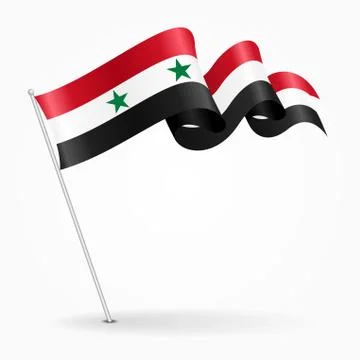 Syrian pin wavy flag. Vector illustration Stock Illustration