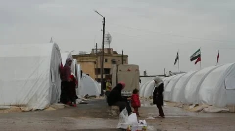 Syrian Refugee Camp Stock Footage 12760742