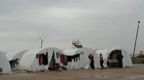 Syrian Refugee Camp Stock Footage 12826001