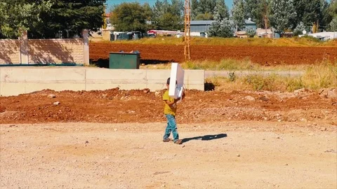 Syrian Refugee Child Walking Video stock 79019947