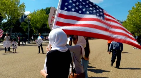 Syrian refugee supporters (clip 4 of 5) Stock Footage 55201517