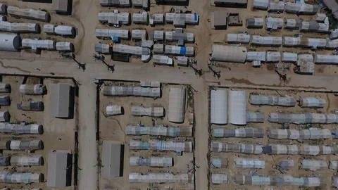 Syrian refugee tent camp Video stock 99233063