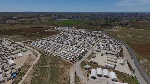 Syrian refugee tent camp Stock Footage 99233096