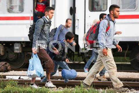 Syrian refugees in Dugo Selo Stock Photos