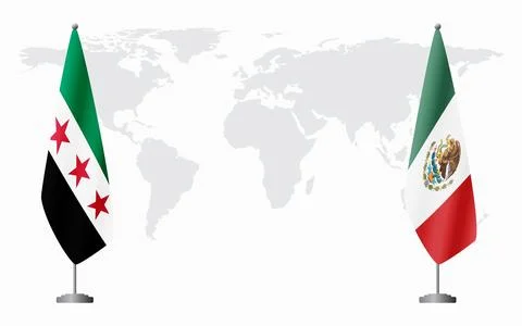 Syrian Revolution and Mexico flags for official meeting Stock Illustration