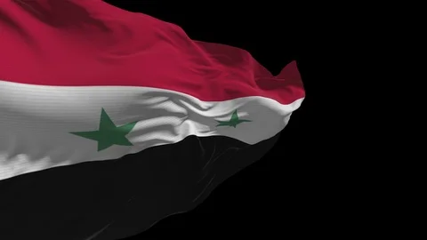 Syria's flag flutters in the wind, alpha channel, looped video Stock Footage 125898410