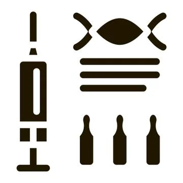 Syringe with Ampoules Biohacking Icon Vector Illustration Illustrazione stock