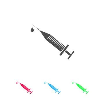 Syringe and drop icon flat Stock Illustration