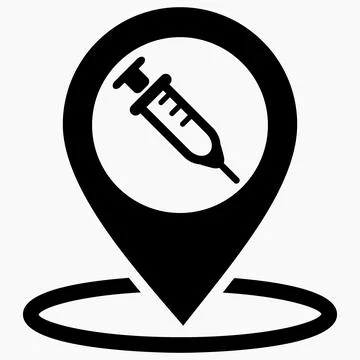 Syringe and location icon. Stock Illustration