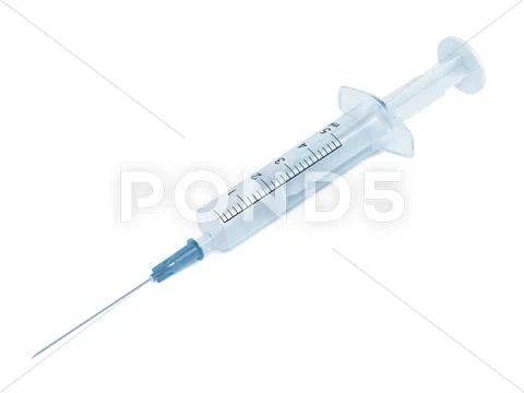 Syringe and Needle Isolated on White Background. Stock Illustration