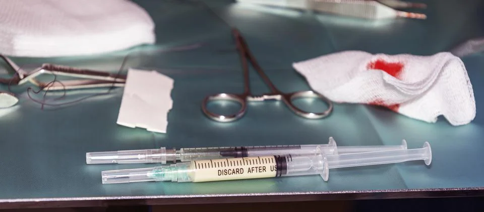 A syringe with anesthesia agent inside Stock Photos