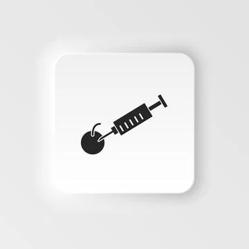 Syringe, apple. Bioengineering neumorphic style vector icon. Biotechnology for Stock Illustration