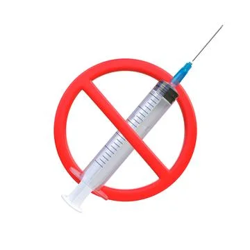 Syringe on the background of a prohibited sign Stock Illustration