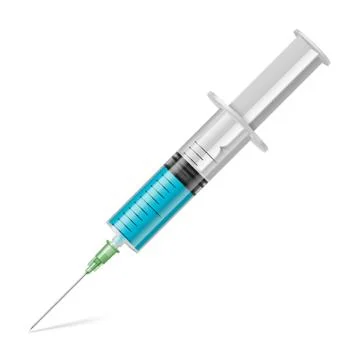 Syringe with blue liquid Stock Illustration