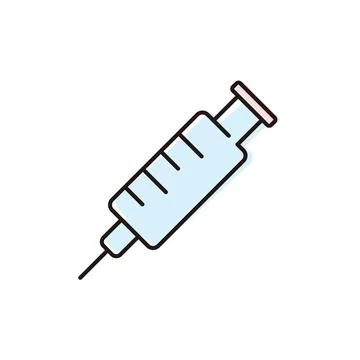 Syringe with clear liquid, commonly used for vaccination, set against a simple イラスト素材