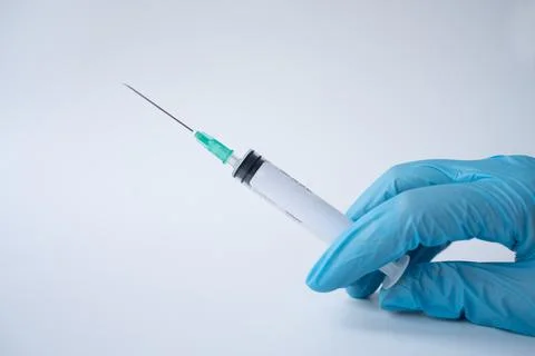 Syringe close up. copy space for text. covid-19 vaccination. medicine, health Stock-Fotos