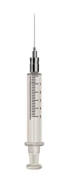 Syringe closeup isolated on white background Illustrazione stock