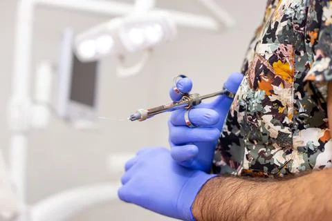 Syringe in the doctor's hands Stock Photos
