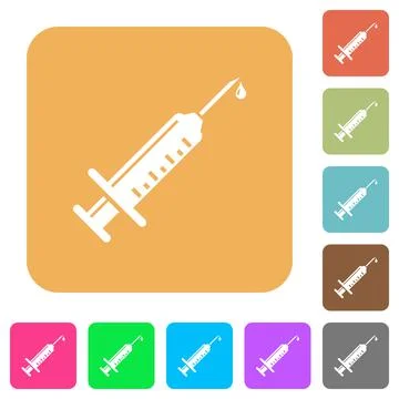 Syringe with drop rounded square flat icons Stock Illustration
