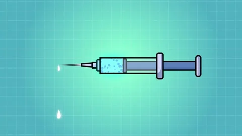 Syringe Dropping Liquid Animation 2D Motion Graphics Stock Footage 306189696