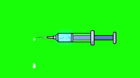 Syringe Dropping Liquid Animation 2D Motion Graphics On Green Screen Stock Footage 306189699