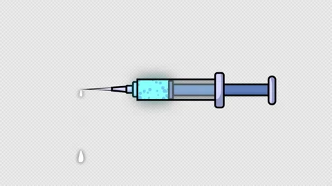 Syringe Dropping Liquid Animation 2D Motion Graphics On Alpha Channel Stock Footage 306189703
