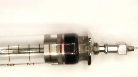 Syringe filled with medicine Stock Footage