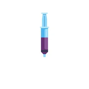 Syringe filled with purple liquid flat illustration Stock Illustration