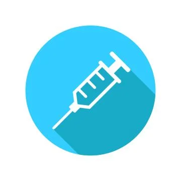 Syringe flat icon with long shadow Stock Illustration