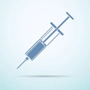 Syringe flat icon with shadow on blue background イラスト素材
