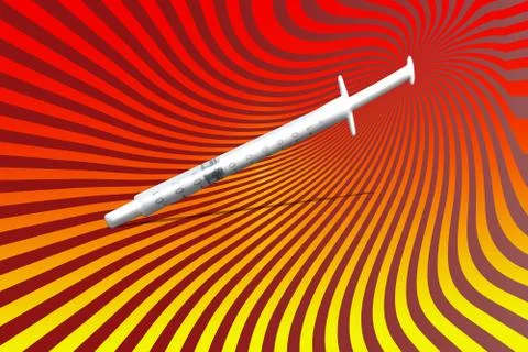 Syringe in front of rays background Stock Illustration