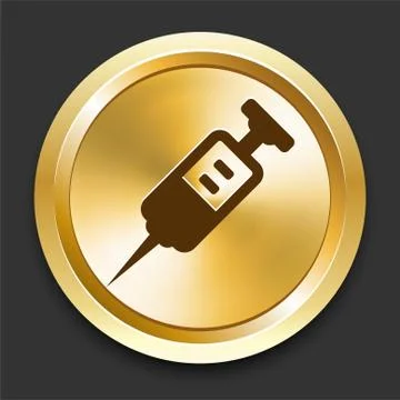 Syringe on Golden Internet Button Stock Illustration