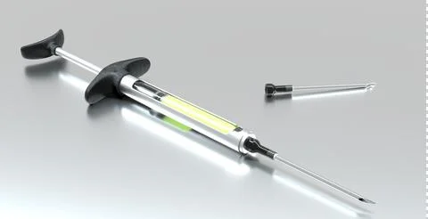 Syringe with green fluid Stock Photos