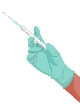 Syringe in hand Stock Illustration