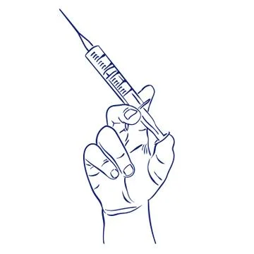 Syringe in hand for injection Stock Illustration