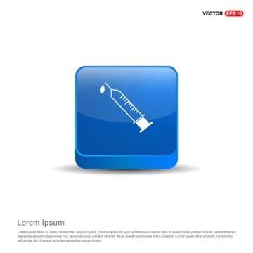 Syringe icon - 3d Blue Button Illustrazione stock